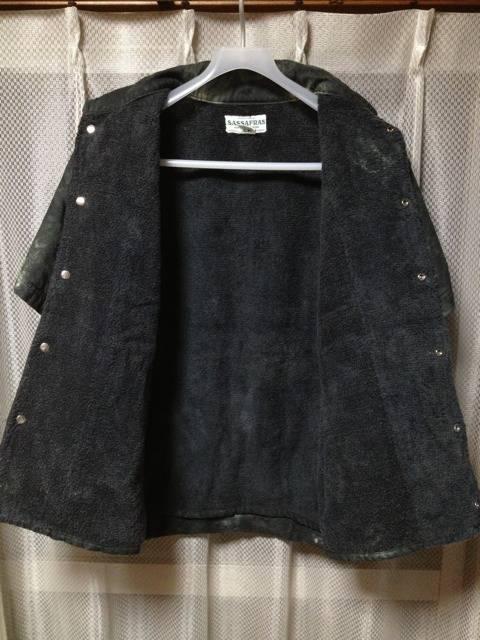 ササフラス SEED BOMB SHIRT 1/2 半袖ボアブルゾン Sサイズ ユーズド加工 黒 < 男性ファッション  ササフラス SEED BOMB SHIRT 1/2 半袖ボアブルゾン Sサイズ ユーズド加工 黒 < 男性ファッションの