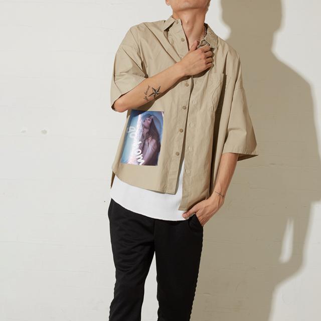 新品タグ付き spitinick フオト付きタイプライター 半袖シャツ M < 男性ファッション  新品タグ付き spitinick フオト付きタイプライター 半袖シャツ M < 男性ファッションの