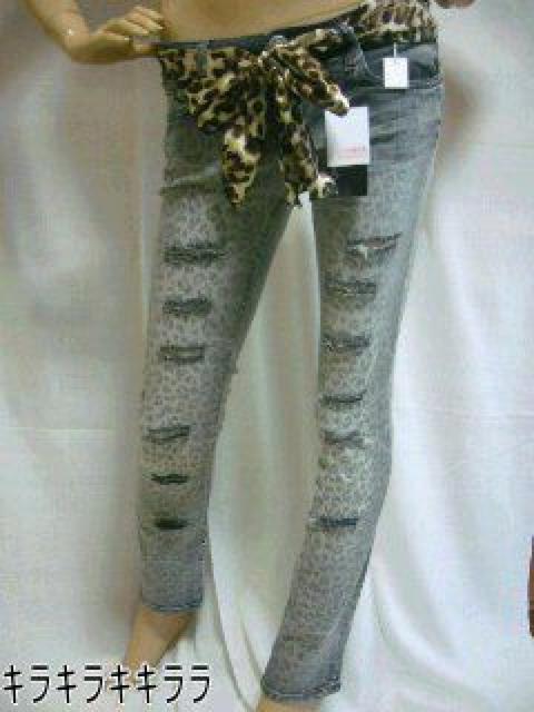 《New》ストールベルト付★レオパード柄*スキニーデニム<w64> < 女性ファッション  《New》ストールベルト付★レオパード柄*スキニーデニム<w64>  < 女性ファッションの