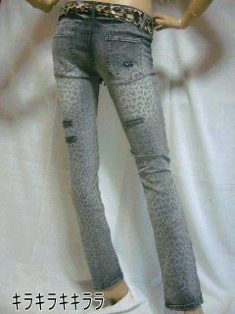 《New》ストールベルト付★レオパード柄*スキニーデニム<w64> < 女性ファッション  《New》ストールベルト付★レオパード柄*スキニーデニム<w64> < 女性ファッションの