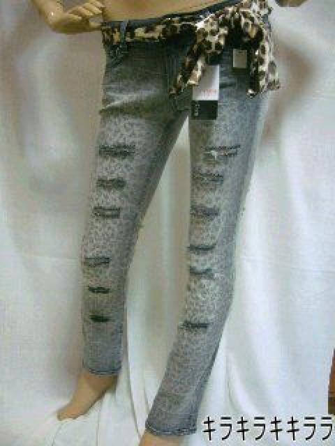 《New》ストールベルト付★レオパード柄*スキニーデニム<w64> < 女性ファッション  《New》ストールベルト付★レオパード柄*スキニーデニム<w64> < 女性ファッションの