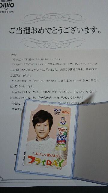 当選品●日清オイリオ 二宮和也 オリジナルクオカード1000円分 2017●嵐 QUO < タレントグッズ  当選品●日清オイリオ 二宮和也 オリジナルクオカード1000円分 2017●嵐 QUO < タレントグッズの
