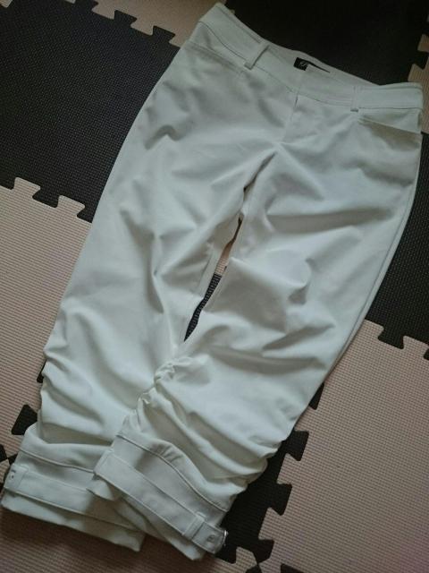 LINK IT ALL Premium☆裾クシュ クロップド丈パンツ★ホワイト☆リンクイットオール★ < 女性ファッション  LINK IT ALL Premium☆裾クシュ クロップド丈パンツ★ホワイト☆リンクイットオール★  < 女性ファッションの