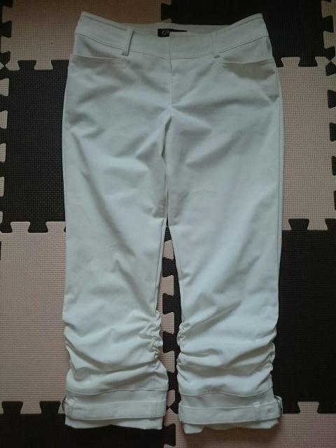 LINK IT ALL Premium☆裾クシュ クロップド丈パンツ★ホワイト☆リンクイットオール★ < 女性ファッション  LINK IT ALL Premium☆裾クシュ クロップド丈パンツ★ホワイト☆リンクイットオール★ < 女性ファッションの