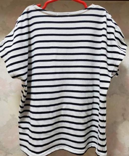 身幅ゆったりドルマン風ボーダーカットソー/M・白×黒 < キッズ/ベビー  身幅ゆったりドルマン風ボーダーカットソー/M・白×黒 < キッズ/ベビーの