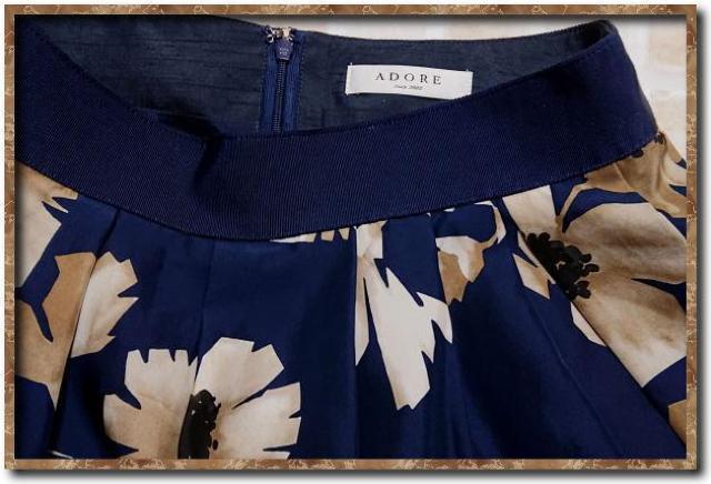 アドーア 花柄シルクスカート 紺 < ブランド アドーア 花柄シルクスカート 紺 < ブランドの
