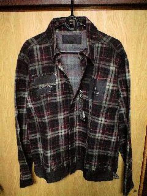 新品Roenロエン スワロフスキースカルコーティングチェックシャツジャケット 48 < ブランド  新品Roenロエン スワロフスキースカルコーティングチェックシャツジャケット 48 < ブランドの