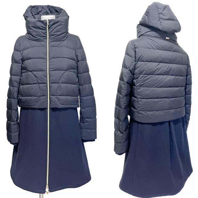 新品ヘルノHERNOウール切り替えダウンコートジャケット濃紺# < ブランド 新品ヘルノHERNOウール切り替えダウンコートジャケット濃紺# < ブランドの