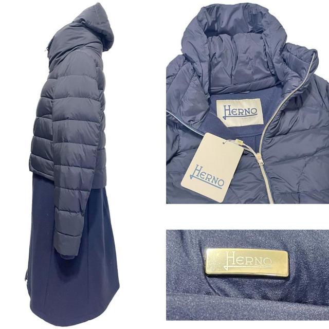 新品ヘルノHERNOウール切り替えダウンコートジャケット濃紺# < ブランド 新品ヘルノHERNOウール切り替えダウンコートジャケット濃紺# < ブランドの