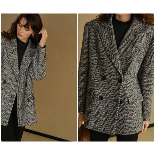 白黒灰色グレーテーラードジャケットアウターシーインSHEINMOTFSTUDIOピークカラーヘリンボーンピージャケットトラッド < 女性ファッション 白黒灰色グレーテーラードジャケットアウターシーインSHEINMOTFSTUDIOピークカラーヘリンボーンピージャケットトラッド < 女性ファッションの