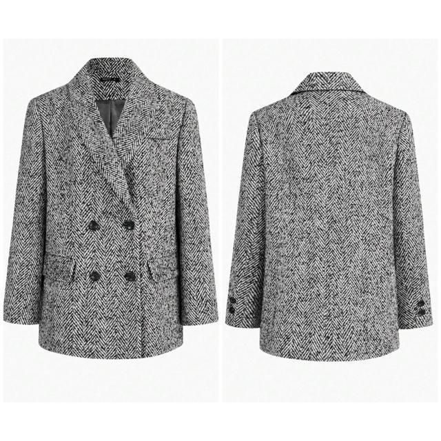 白黒灰色グレーテーラードジャケットアウターシーインSHEINMOTFSTUDIOピークカラーヘリンボーンピージャケットトラッド < 女性ファッション 白黒灰色グレーテーラードジャケットアウターシーインSHEINMOTFSTUDIOピークカラーヘリンボーンピージャケットトラッド < 女性ファッションの