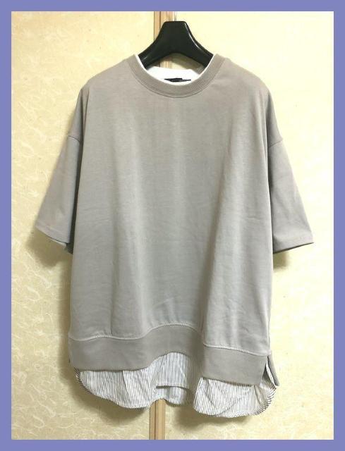 ☆今期新品☆ストライプシャツレイヤードオーバーサイズTシャツL☆ < 男性ファッション ☆今期新品☆ストライプシャツレイヤードオーバーサイズTシャツL☆ < 男性ファッションの