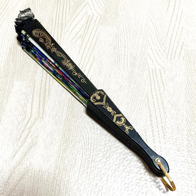 【美品】ビンテージ風 花柄扇子/ブルー×パープル×ホワイト < 女性ファッション  【美品】ビンテージ風 花柄扇子/ブルー×パープル×ホワイト < 女性ファッションの