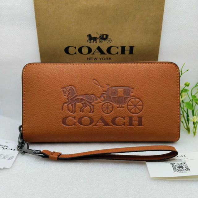新品COACH ホース&キャリッジ アコーディオンジップアラウンドウォレット 長財布 ブラウンオレンジ < ブランド 新品COACH ホース&キャリッジ アコーディオンジップアラウンドウォレット 長財布 ブラウンオレンジ < ブランドの