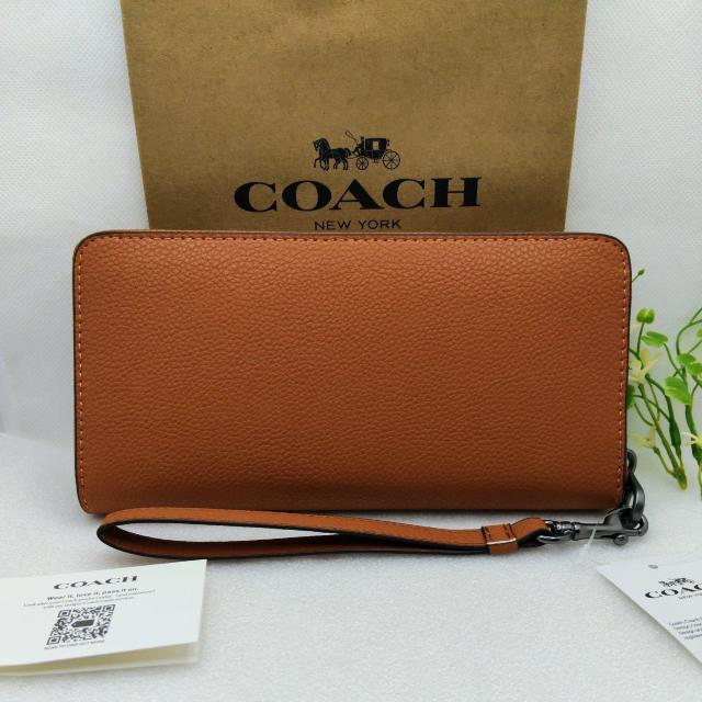 新品COACH ホース&キャリッジ アコーディオンジップアラウンドウォレット 長財布 ブラウンオレンジ < ブランド 新品COACH ホース&キャリッジ アコーディオンジップアラウンドウォレット 長財布 ブラウンオレンジ < ブランドの