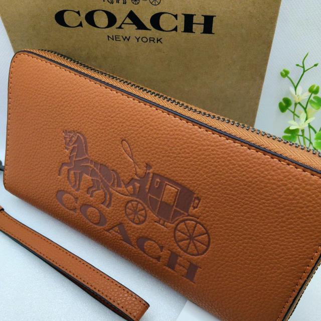 新品COACH ホース&キャリッジ アコーディオンジップアラウンドウォレット 長財布 ブラウンオレンジ < ブランド 新品COACH ホース&キャリッジ アコーディオンジップアラウンドウォレット 長財布 ブラウンオレンジ < ブランドの