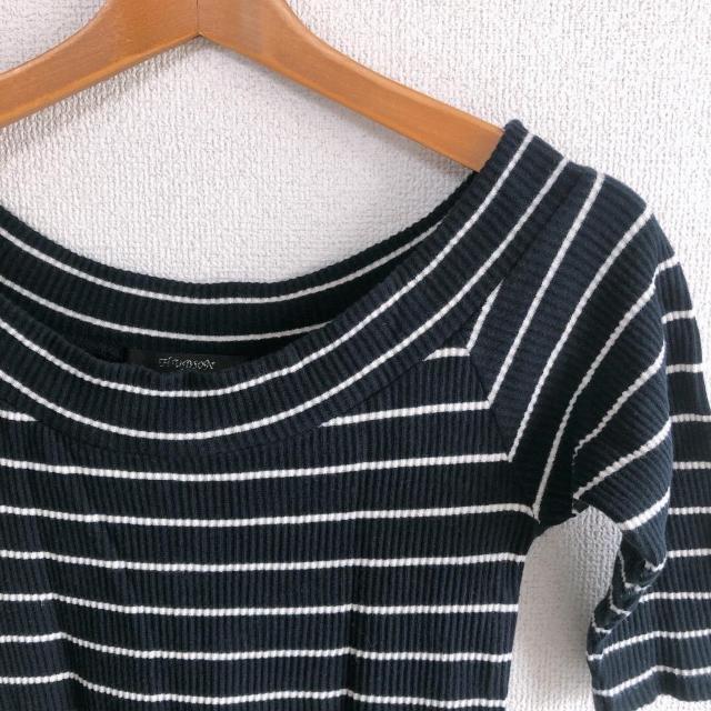 ◆ボーダー七分袖オフショルミニワンピ◆ネイビーM*シンプルコーデ美品*ギャル♪ < 女性ファッション  ◆ボーダー七分袖オフショルミニワンピ◆ネイビーM*シンプルコーデ美品*ギャル♪ < 女性ファッションの