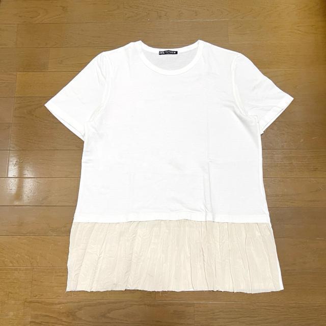 【美品】レイヤード半袖Tシャツ/ZARA/異素材mix/サイズM < 女性ファッション  【美品】レイヤード半袖Tシャツ/ZARA/異素材mix/サイズM < 女性ファッションの