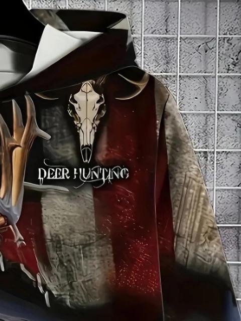 超お買い得1490円★鹿狩り3Dプリント入りメンズ ポリエステルパーカー - フード付き USAサイズM(日本サイズXL相当) < 男性ファッション  超お買い得1490円★鹿狩り3Dプリント入りメンズ ポリエステルパーカー - フード付き USAサイズM(日本サイズXL相当) < 男性ファッションの