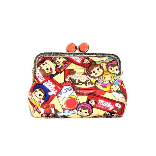 ◆ペコちゃん・不二家お菓子×クリーム地◆がまぐちポーチ【スクエア】オレンジ < 女性ファッション ◆ペコちゃん・不二家お菓子×クリーム地◆がまぐちポーチ【スクエア】オレンジ < 女性ファッションの