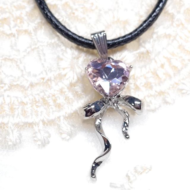 ハンドメイド☆コードネックレス☆ハートりぼんピンク < 女性ファッション ハンドメイド☆コードネックレス☆ハートりぼんピンク < 女性ファッションの