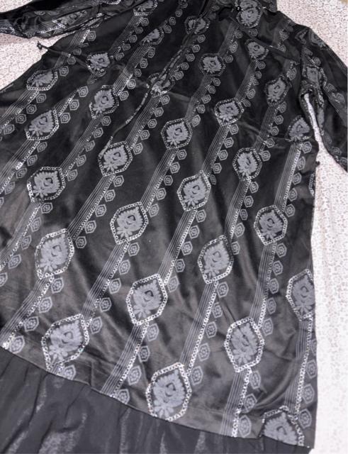 ロング丈 キラキララメ入りワンピース シフォン切り替え ブラック 大きいサイズ < 女性ファッション ロング丈 キラキララメ入りワンピース シフォン切り替え ブラック 大きいサイズ < 女性ファッションの