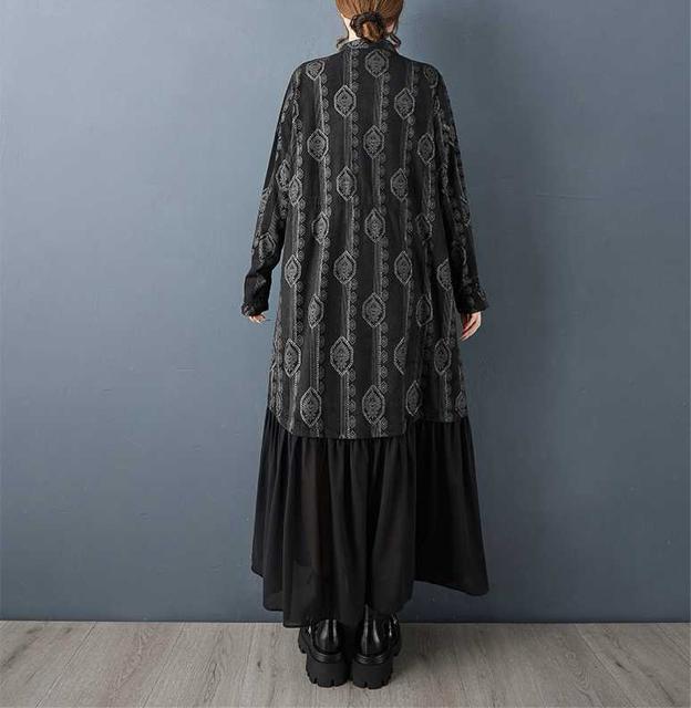 ロング丈 キラキララメ入りワンピース シフォン切り替え ブラック 大きいサイズ < 女性ファッション ロング丈 キラキララメ入りワンピース シフォン切り替え ブラック 大きいサイズ < 女性ファッションの