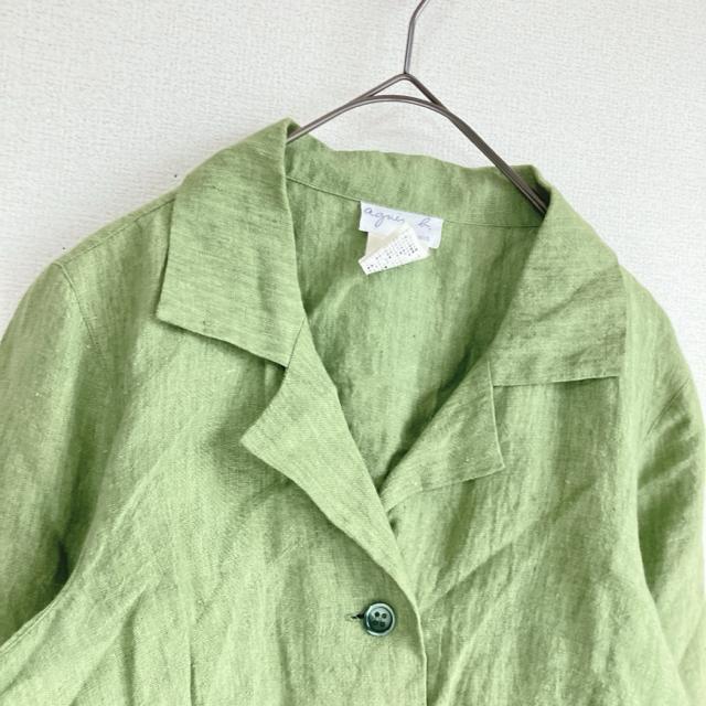 良品 agnes b 麻 リネン100% 薄手ジャケット 36 黄緑 フランス製 < 女性ファッション 良品 agnes b 麻 リネン100% 薄手ジャケット 36 黄緑 フランス製 < 女性ファッションの
