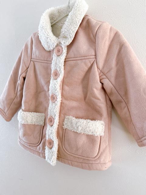 【cleamy chick】フェイクムートンコート 90cm ベビーアウター ピンク < キッズ/ベビー 【cleamy chick】フェイクムートンコート 90cm ベビーアウター ピンク < キッズ/ベビーの