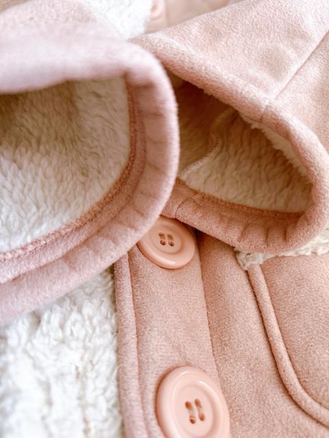 【cleamy chick】フェイクムートンコート 90cm ベビーアウター ピンク < キッズ/ベビー 【cleamy chick】フェイクムートンコート 90cm ベビーアウター ピンク < キッズ/ベビーの