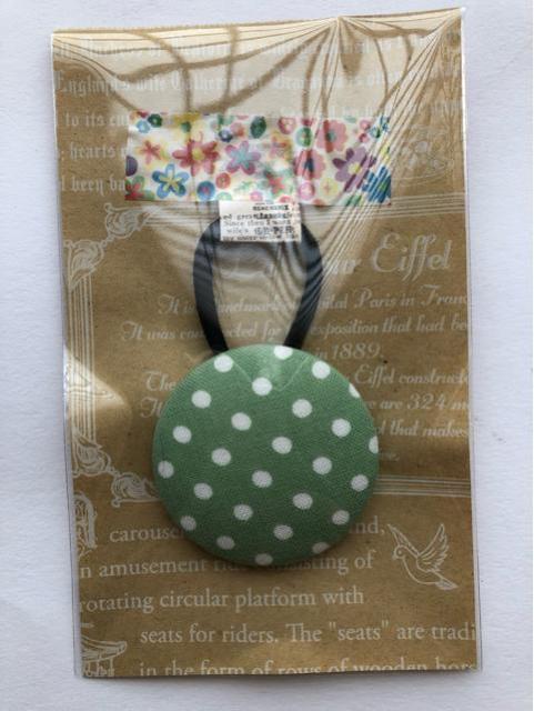 ハンドメイド ヘアゴム 特大 くるみボタン グリーン ドット 緑 < 女性ファッション  ハンドメイド ヘアゴム 特大 くるみボタン グリーン ドット 緑  < 女性ファッションの