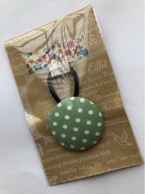 ハンドメイド ヘアゴム 特大 くるみボタン グリーン ドット 緑 < 女性ファッション  ハンドメイド ヘアゴム 特大 くるみボタン グリーン ドット 緑 < 女性ファッションの