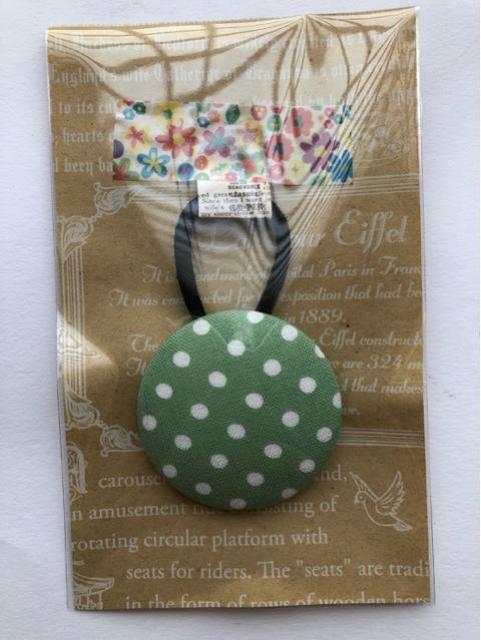 ハンドメイド ヘアゴム 特大 くるみボタン グリーン ドット 緑 < 女性ファッション  ハンドメイド ヘアゴム 特大 くるみボタン グリーン ドット 緑 < 女性ファッションの