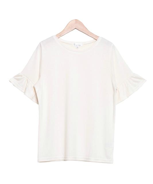 定価2,690円【新品】ボーダー柄フリルスリーブトップス●S●フレアスリーブ < ブランド  定価2,690円【新品】ボーダー柄フリルスリーブトップス●S●フレアスリーブ < ブランドの