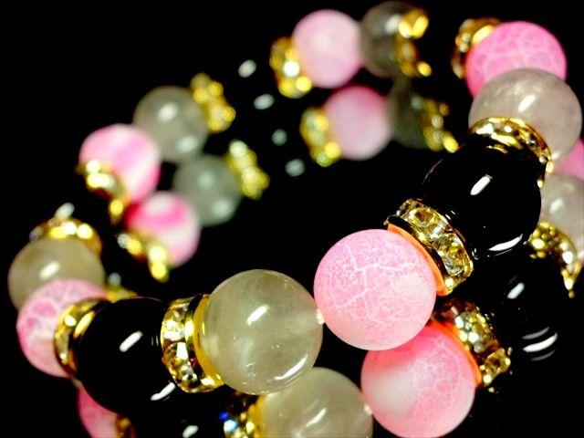 クラウディークォーツ§ピンクファイアーアゲート§オニキス§10ミリ§金ロンデル < 女性アクセサリー/時計 クラウディークォーツ§ピンクファイアーアゲート§オニキス§10ミリ§金ロンデル < 女性アクセサリー/時計の