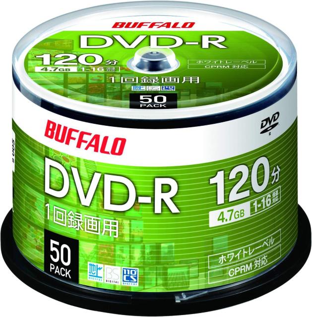 バッファロー DVD-R 1回録画用 4.7GB 50枚  片面 1-16倍速 【 ディーガ 動作確認済み 】 ホワイトレーベル < CD/DVD/ビデオ  バッファロー DVD-R 1回録画用 4.7GB 50枚  片面 1-16倍速 【 ディーガ 動作確認済み 】 ホワイトレーベル  < CD/DVD/ビデオの