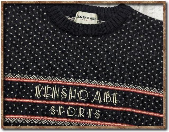ケンショウアベ 刺繍入りジャガードニット 黒 < レジャー/スポーツ ケンショウアベ 刺繍入りジャガードニット 黒 < レジャー/スポーツの