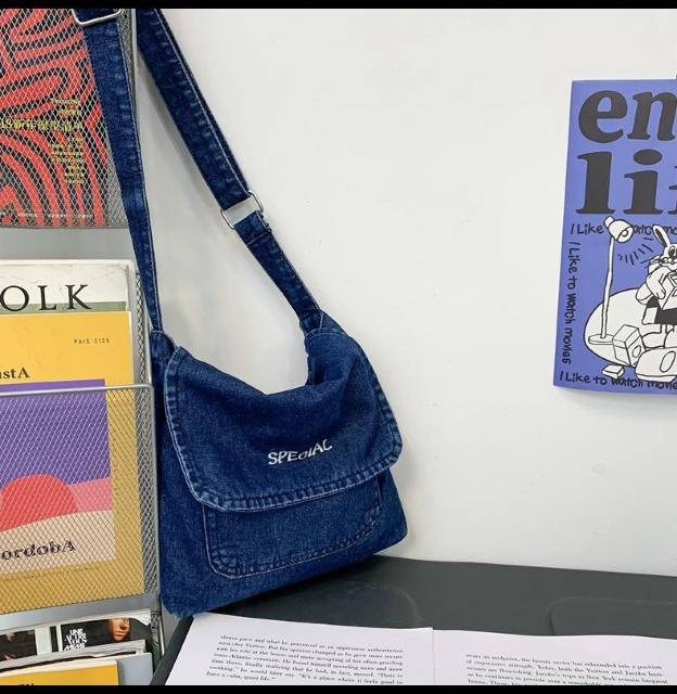 ショルダーバッグ カジュアル バッグ デニム ワーク スクー 男女兼用 ブルー < 女性ファッション  ショルダーバッグ カジュアル バッグ デニム ワーク スクー 男女兼用 ブルー  < 女性ファッションの