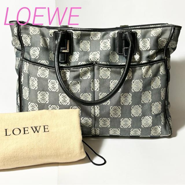 LOEWE ���G�x �A�i�O���� �W���K�[�h ���U�[ �g�[�g �o�b�O �O���[ �z���C�g A4�T�C�Y���[  �� �u�����h�� 