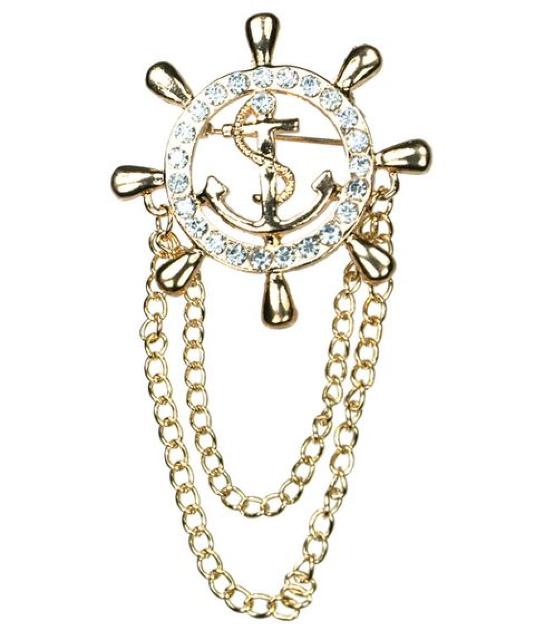 ラダー 舵 マリーン チェーンビッグ ブローチ ゴールド 海 ステアリング CZ 石 ストーン ハンドル キラキラ < 女性アクセサリー/時計  ラダー 舵 マリーン チェーンビッグ ブローチ ゴールド 海 ステアリング CZ 石 ストーン ハンドル キラキラ < 女性アクセサリー/時計の