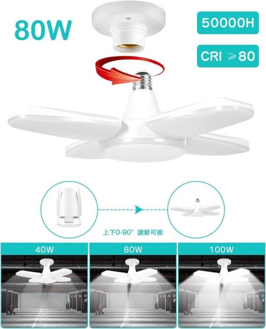 y_gCg K[W LED  80W 6000lm LEDd 6500K VƖ tȒP Hsv px߉\  Ɠd/AV 