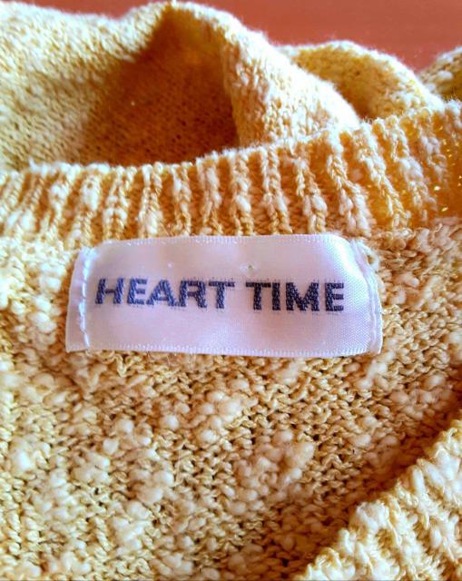 HEART TIME トップス M ニット プルオーバー 長袖 カットソー セーター リボン シャツ Tシャツ イエロー 黄色 < 女性ファッション  HEART TIME トップス M ニット プルオーバー 長袖 カットソー セーター リボン シャツ Tシャツ イエロー 黄色 < 女性ファッションの