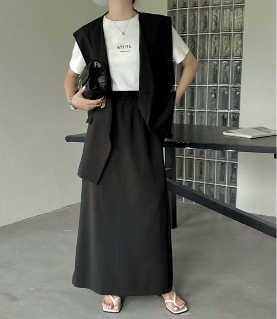 新品☆emi+(エミプラス)ノーカラーロングベスト+ロングスカートセットアップS☆ < 女性ファッション 新品☆emi+(エミプラス)ノーカラーロングベスト+ロングスカートセットアップS☆ < 女性ファッションの