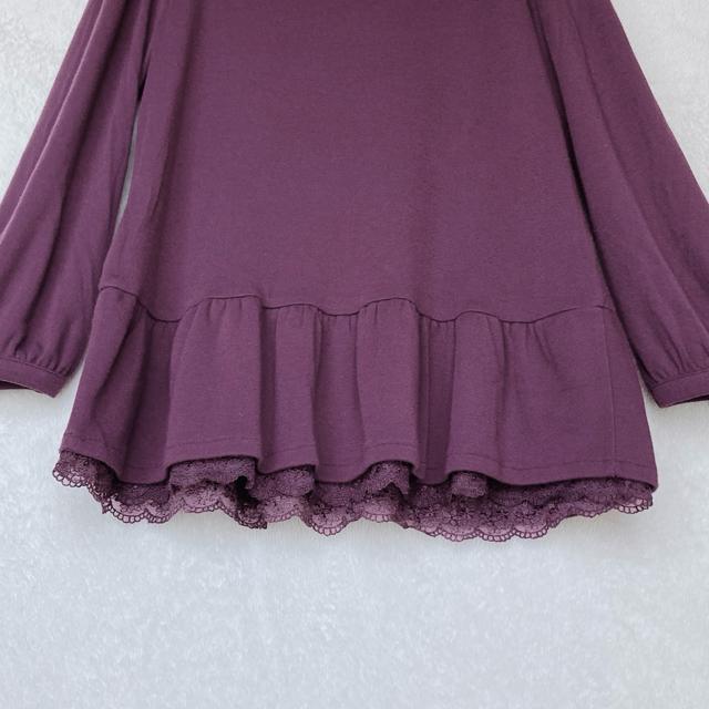 axes femme アクシーズ 裾レース 七分袖 トップス カットソー 紫 N2m < ブランド  axes femme アクシーズ 裾レース 七分袖 トップス カットソー 紫 N2m < ブランドの
