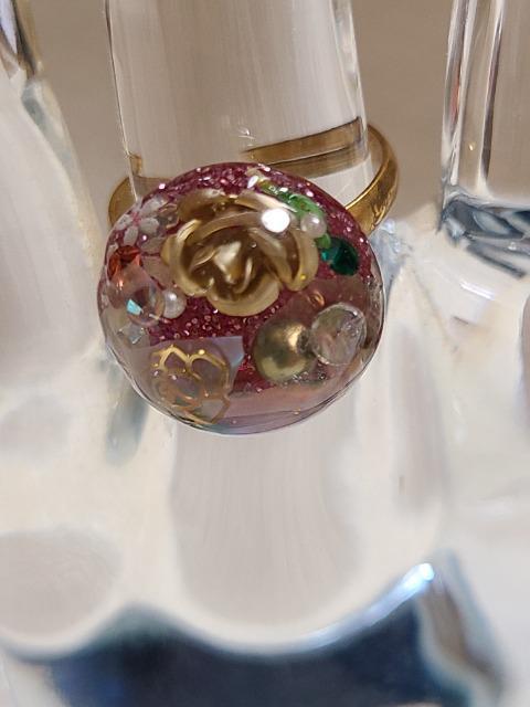 送料無料/陶器釜で作ったフラワー入りデザインリング/フリーサイズA < 男性アクセサリー/時計  送料無料/陶器釜で作ったフラワー入りデザインリング/フリーサイズA  < 男性アクセサリー/時計の