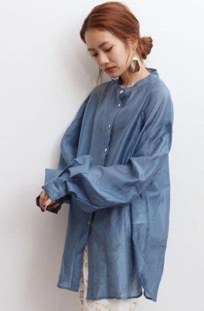 AZUL /シャツ★ブルーグリーンのシアーシャツブラウス < ブランド  AZUL /シャツ★ブルーグリーンのシアーシャツブラウス < ブランドの
