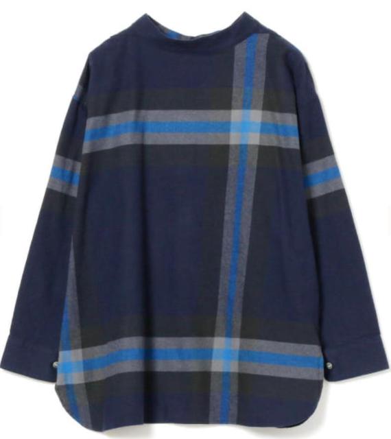 レディース タータン ハイネック シャツ【NAVY】 < 女性ファッション  レディース タータン ハイネック シャツ【NAVY】  < 女性ファッションの