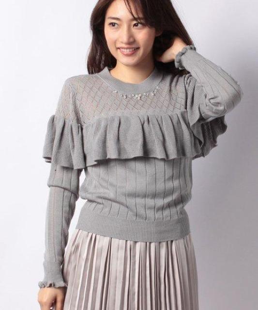 新品☆アクシーズ*編地切り替えフリルニットプルオーバー < ブランド  新品☆アクシーズ*編地切り替えフリルニットプルオーバー  < ブランドの