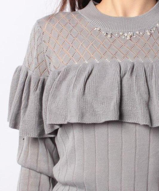 新品☆アクシーズ*編地切り替えフリルニットプルオーバー < ブランド  新品☆アクシーズ*編地切り替えフリルニットプルオーバー < ブランドの