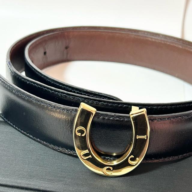 GUCCI ホースビット レザー ベルト 036 194 0968 U字 バックル ブラック ゴールド 金具 < ブランド GUCCI ホースビット レザー ベルト 036 194 0968 U字 バックル ブラック ゴールド 金具 < ブランドの